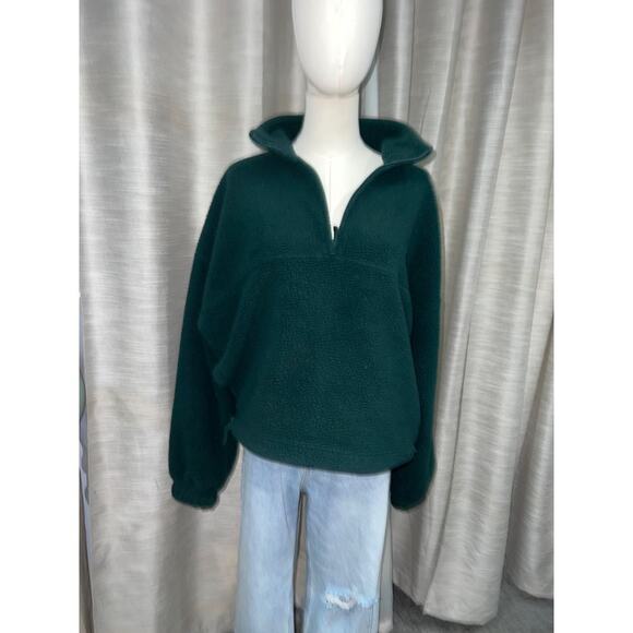 DSG women's green sherpa quarter zip pullover medium - Picture 1 of 5